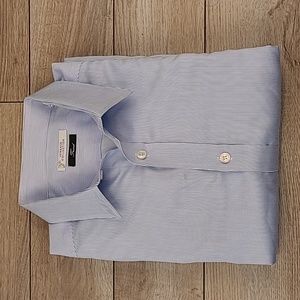VERSACE COLLECTION Trend White Blue Striped Cotton Sz‎ 16.5 Mens Dress Shirt